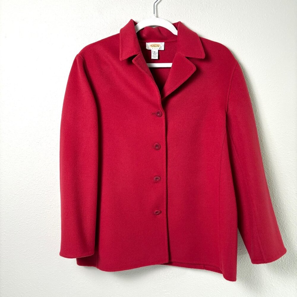 Talbots Vintage Jacket Petite 10 10P Red Button Front 100%‎ Wool Blazer Office